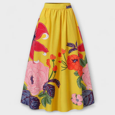 Ysolda - Smuk Højtaljet Floralprint-Nederdel