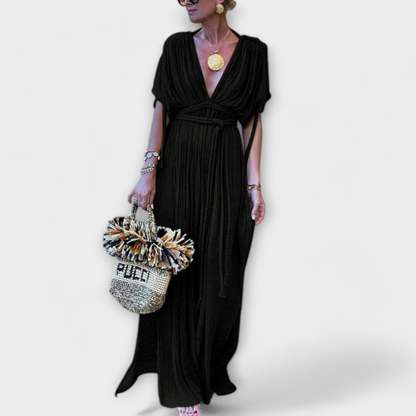 Kimono-maxikjole i græsk stil