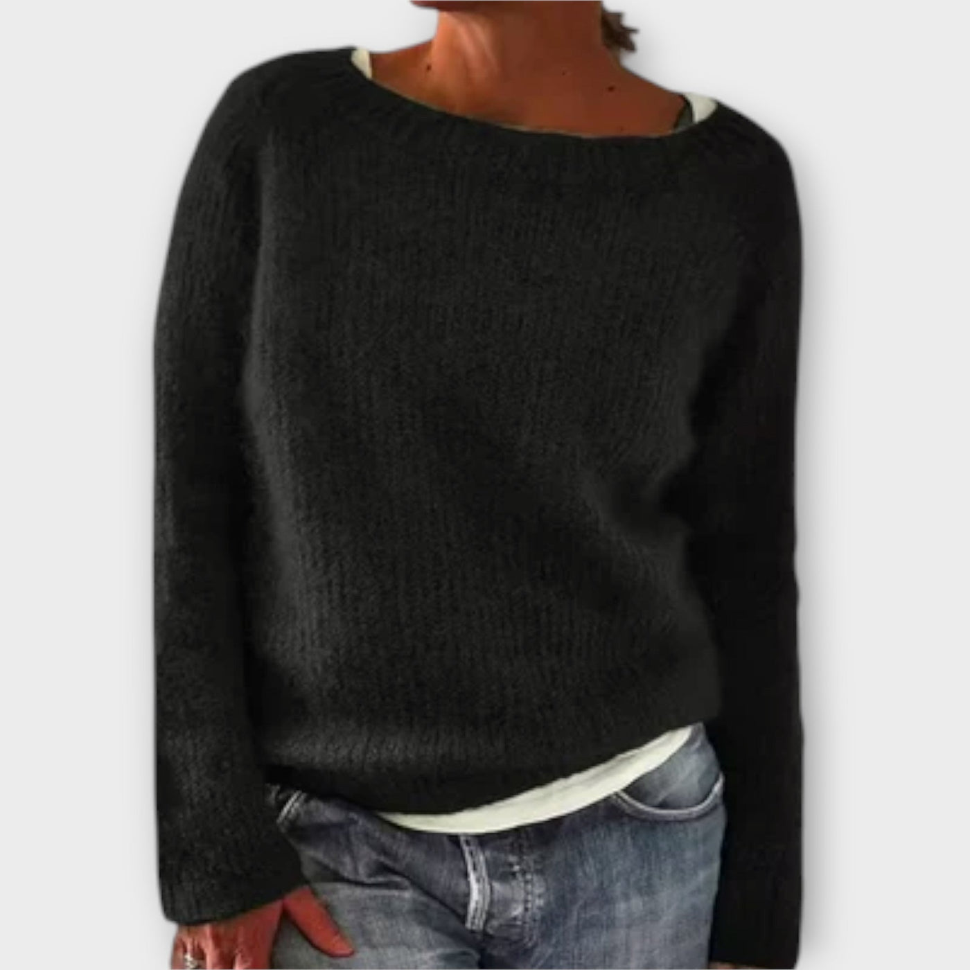 Regine – ensfarvet strikpullover