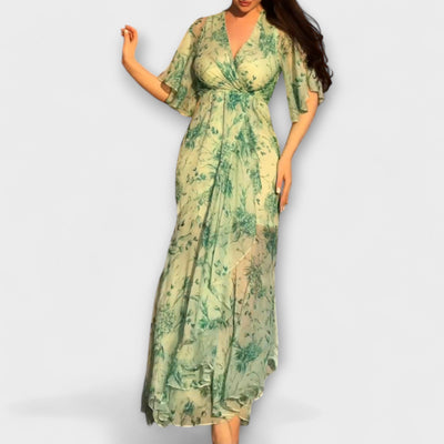 Lana - Chic Floral V-Udskæring Kjole