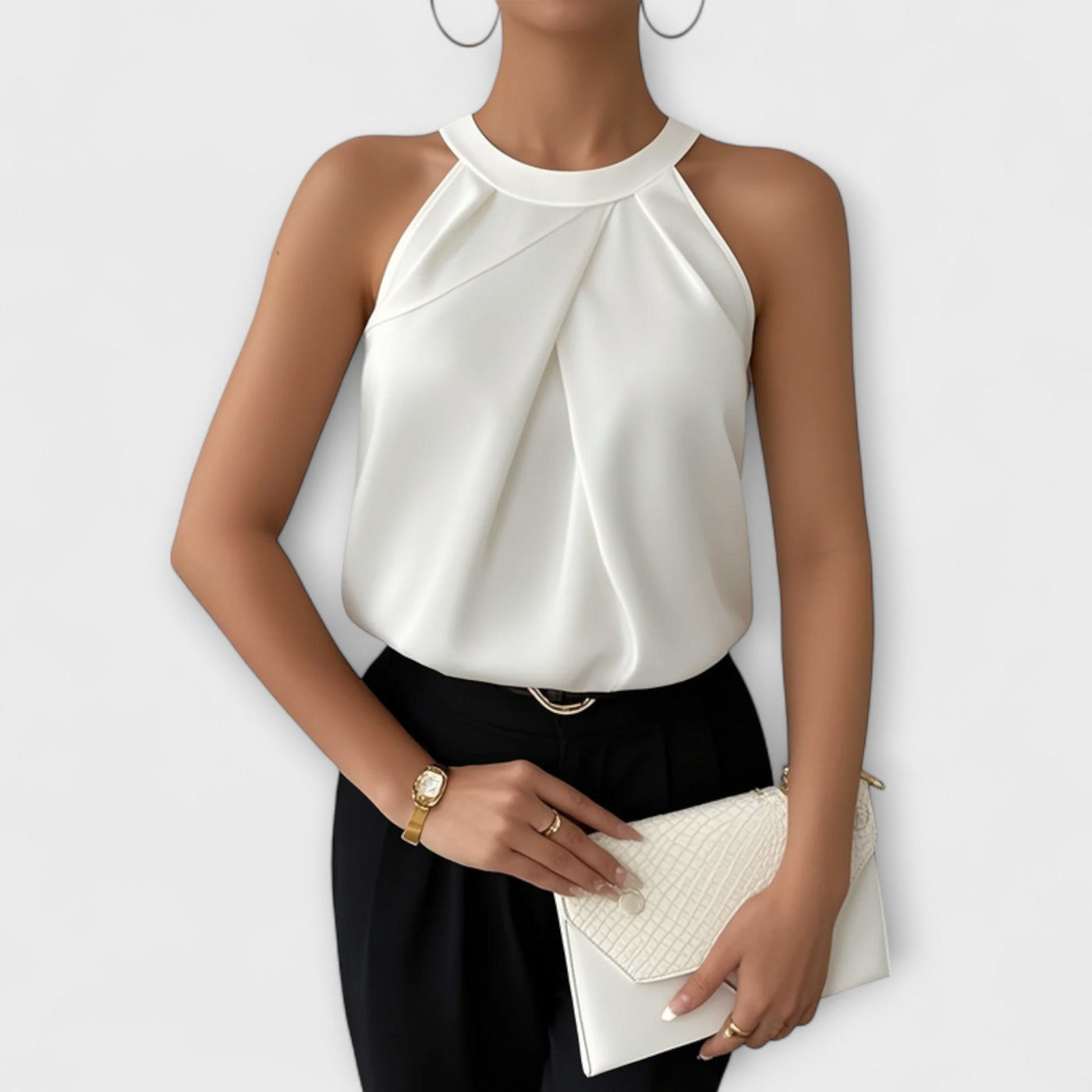 Skye - Elegant satinbluse med off-shoulder-design