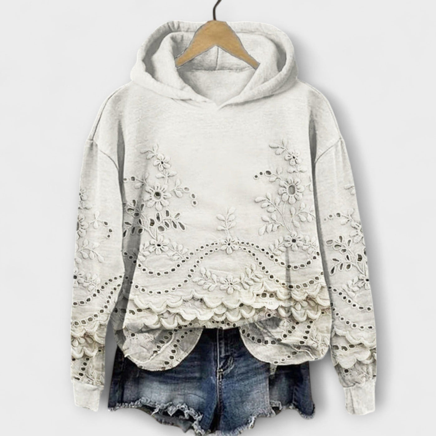 Grace – Vintage Hoodie Med Blomsterprint