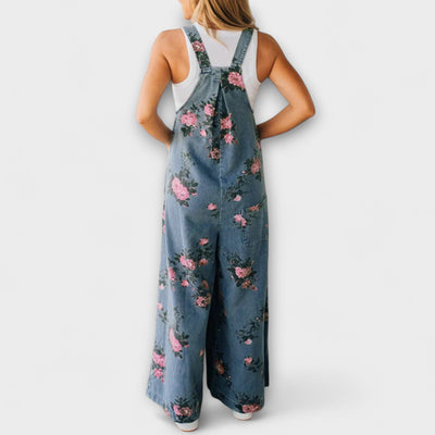 Bethany - Blomsterprint Bred Denim Jumpsuit