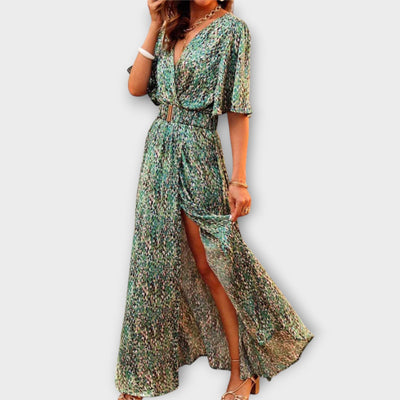 Sabine - Stilfuld Wickel-Maxikjole med flydende design