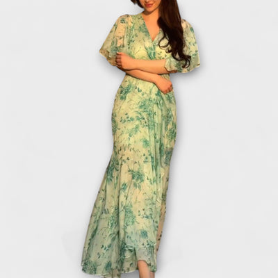 Lana - Chic Floral V-Udskæring Kjole