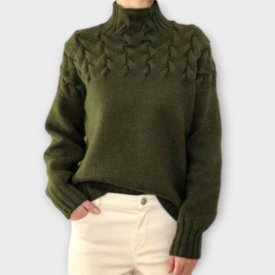 Eva - Damepullover med fletstrik-detalje