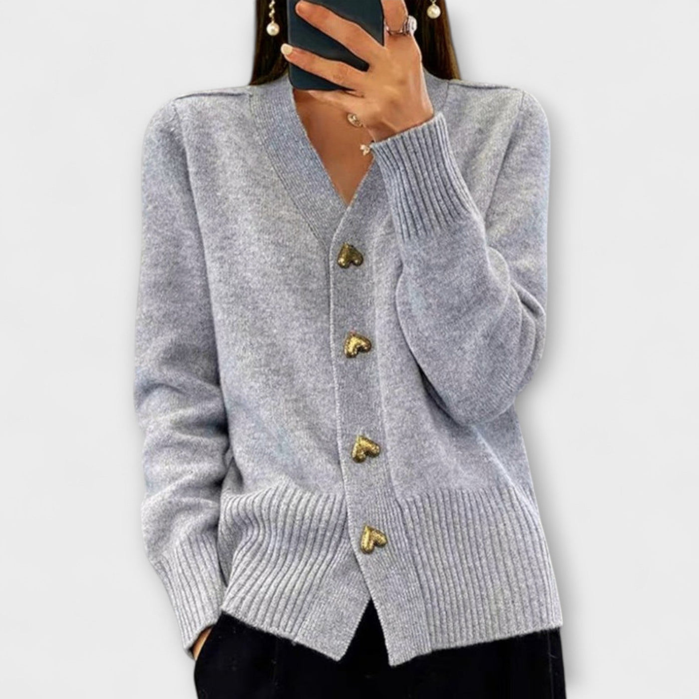 Marij – Damepullover med V-hals i vintage-look