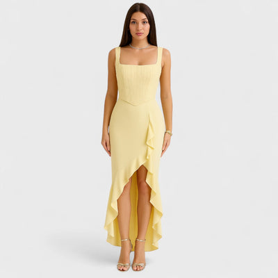 Bella - Corset Kjole i Satin med Volanter