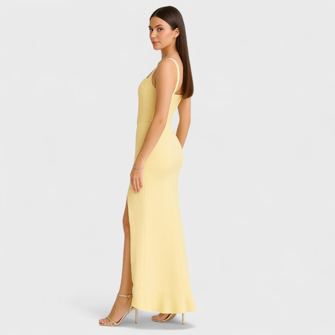 Bella - Corset Kjole i Satin med Volanter