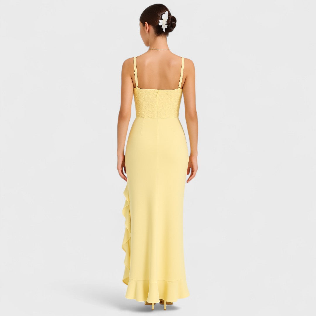 Bella - Corset Kjole i Satin med Volanter