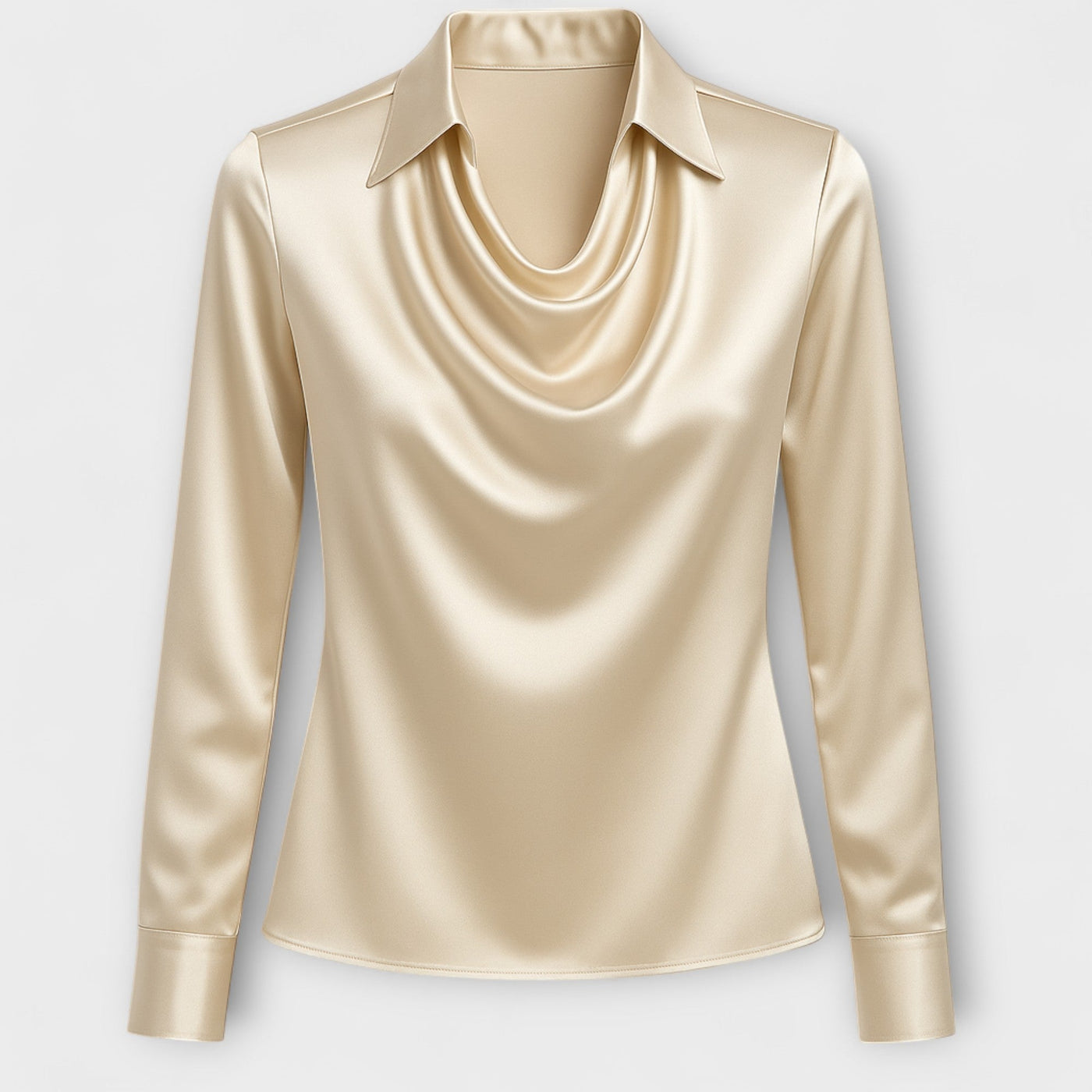 Skinnende Bluse med Rynket Krave