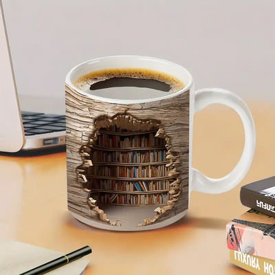 Magisk Varmeforandrende Bibliotek Udsigt Krus - Forsvindende Bogreol Kaffe Kop
