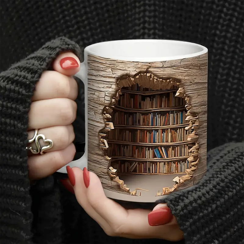 Magisk Varmeforandrende Bibliotek Udsigt Krus - Forsvindende Bogreol Kaffe Kop