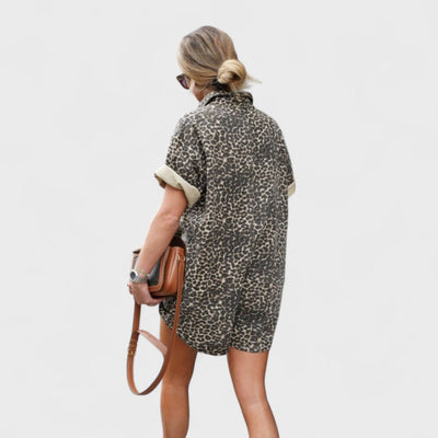Nonette - Skjortekjole med leopardprint