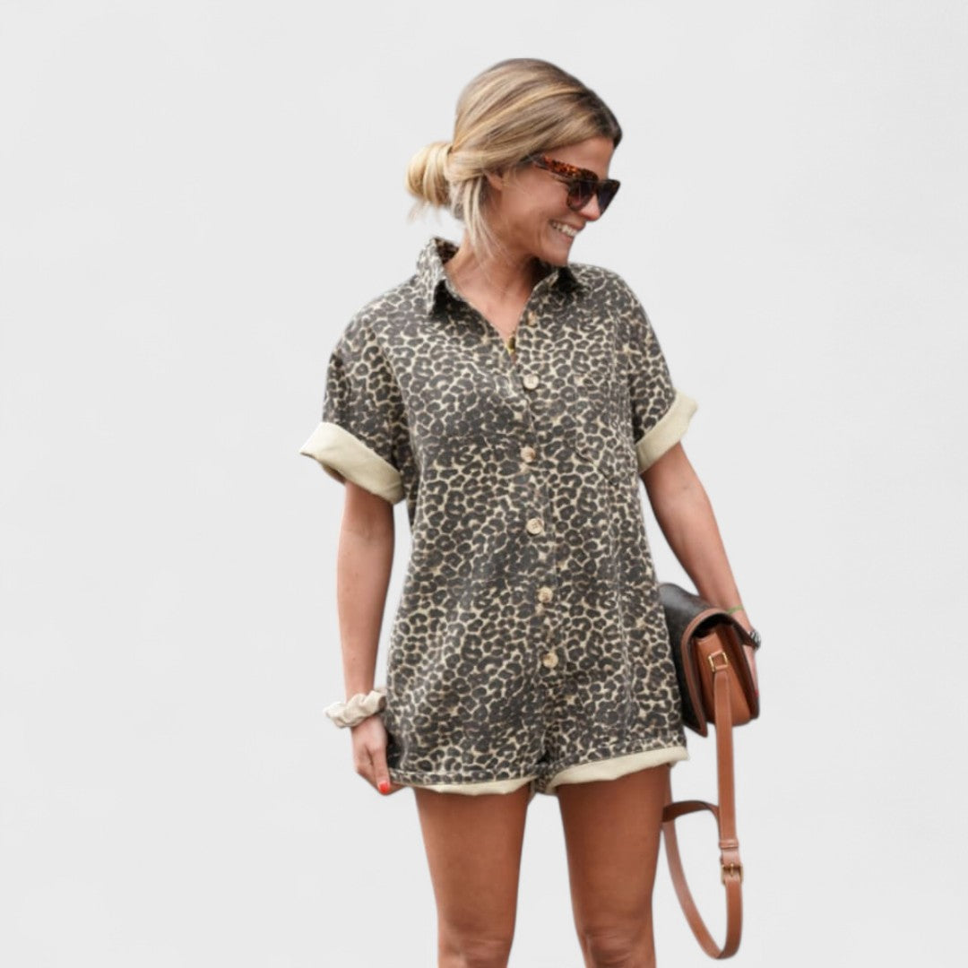 Nonette - Skjortekjole med leopardprint