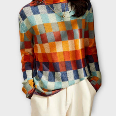 Erika - Patchwork Rullekravepullover