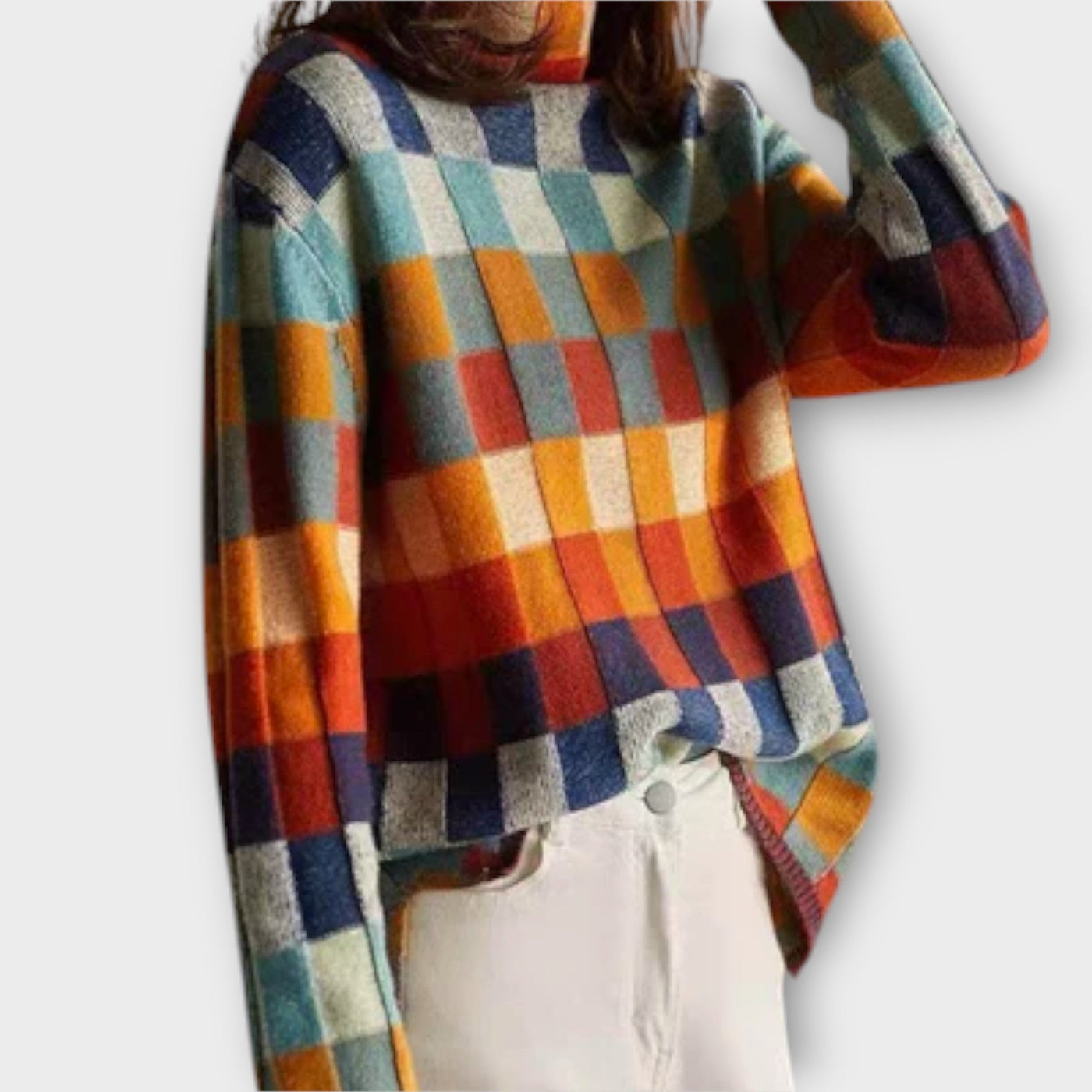 Erika - Patchwork Rullekravepullover