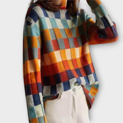 Erika - Patchwork Rullekravepullover