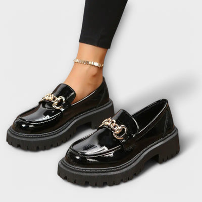 Trendy Dame Plateau Loafers med Spænde