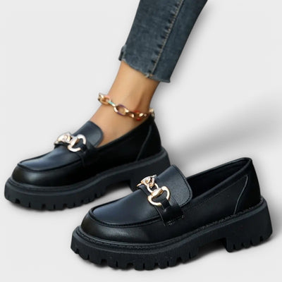Trendy Dame Plateau Loafers med Spænde