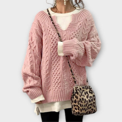 Lili - Oversized strikpullover med fletmønster