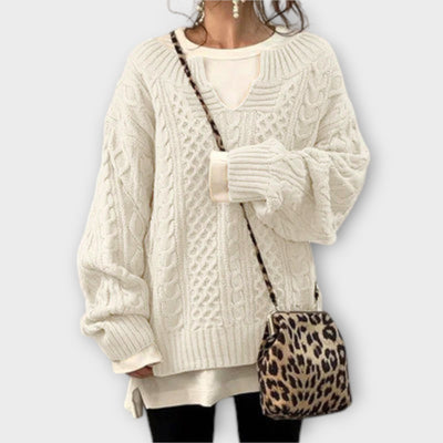 Lili - Oversized strikpullover med fletmønster