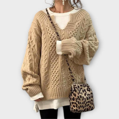 Lili - Oversized strikpullover med fletmønster