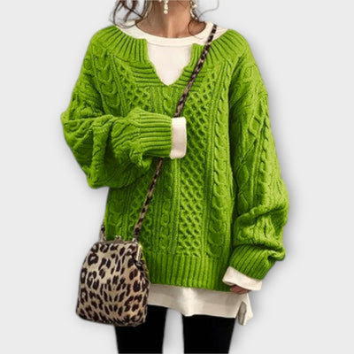 Lili - Oversized strikpullover med fletmønster