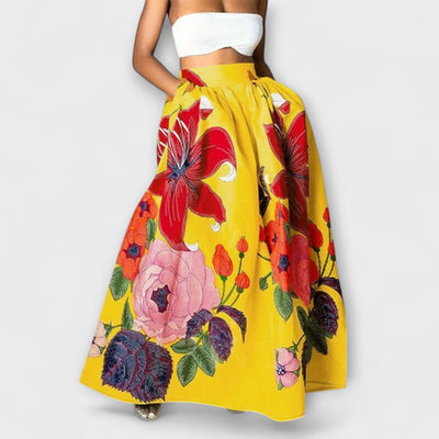 Ysolda - Smuk Højtaljet Floralprint-Nederdel