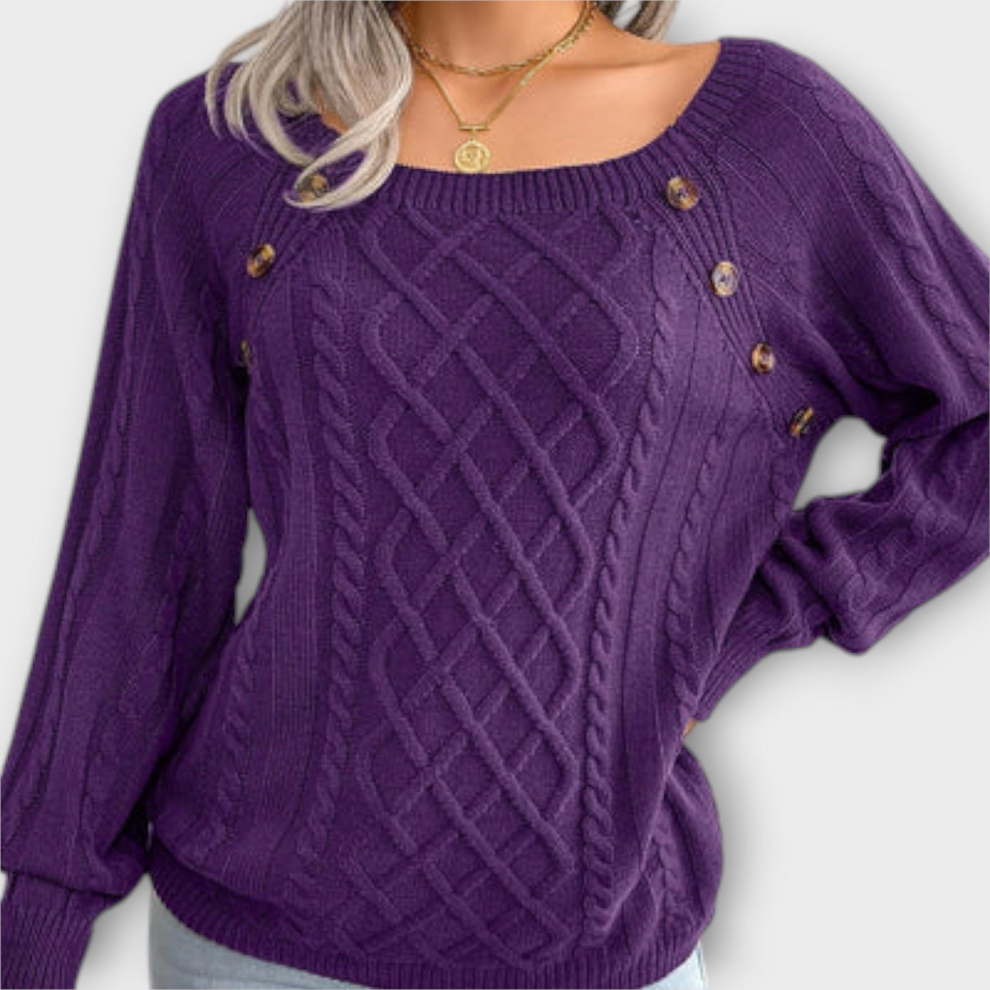 Malia - Strikpullover med knapper
