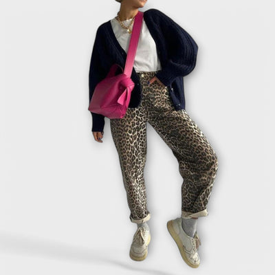 Chandra - Vintage Jeans med Leopardskær