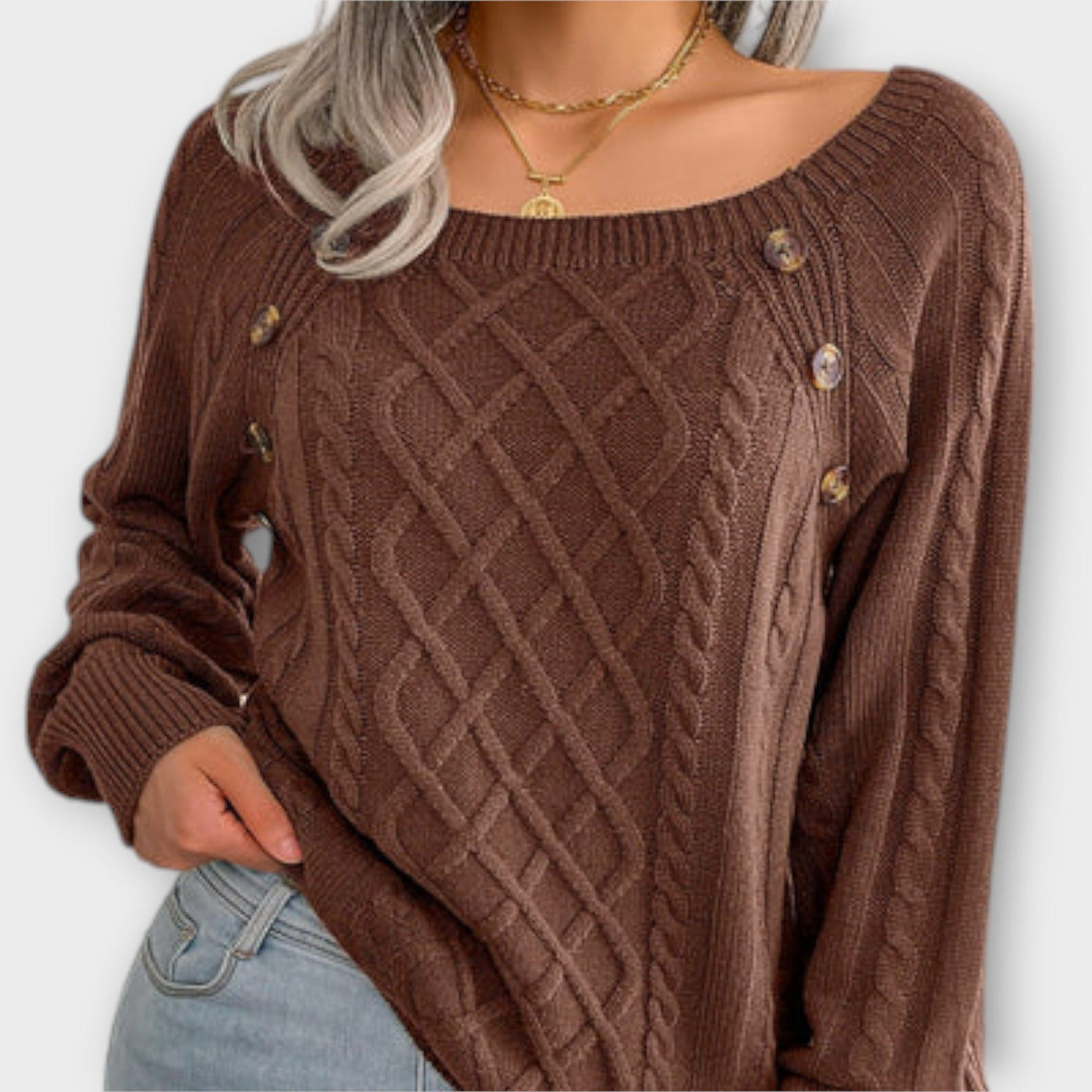 Malia - Strikpullover med knapper