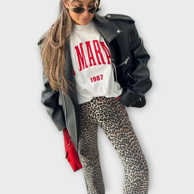 Chandra - Vintage Jeans med Leopardskær