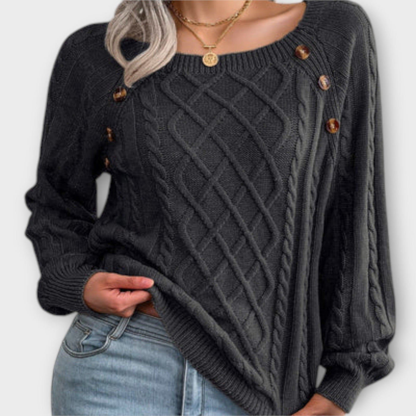 Malia - Strikpullover med knapper