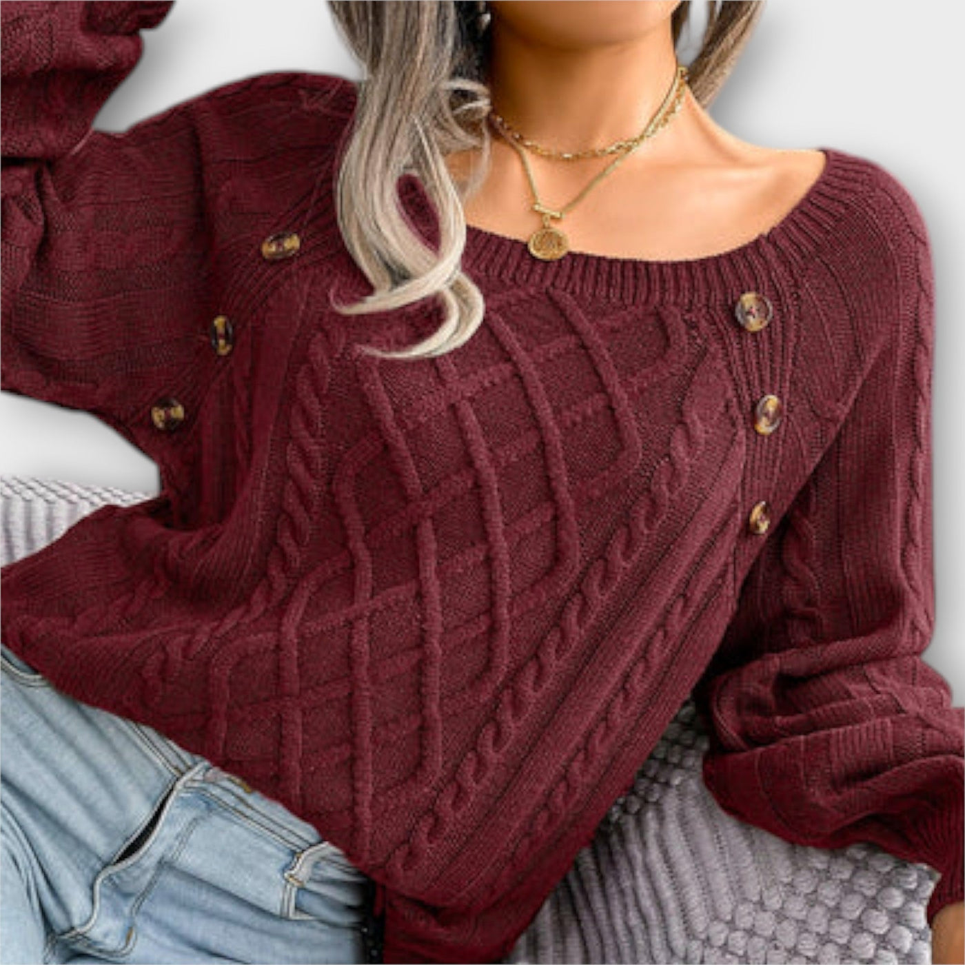 Malia - Strikpullover med knapper