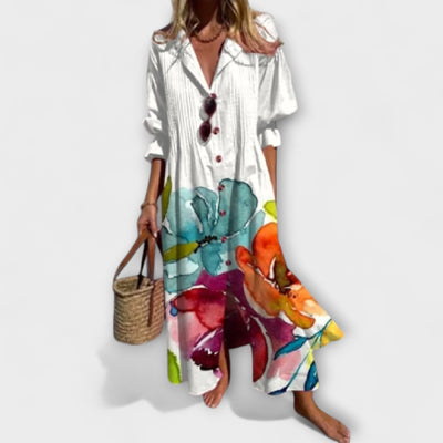 Lila - Smigrende Maxikjole med Mavebedeckning