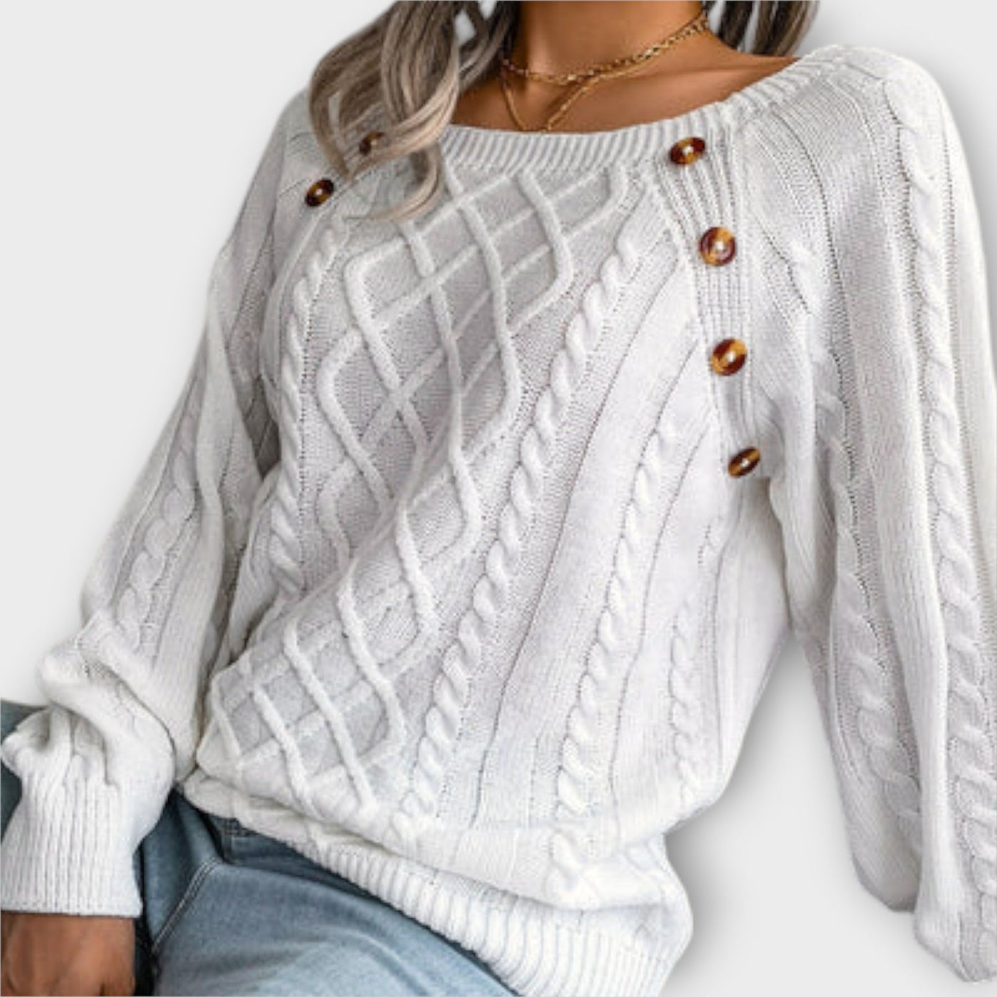 Malia - Strikpullover med knapper