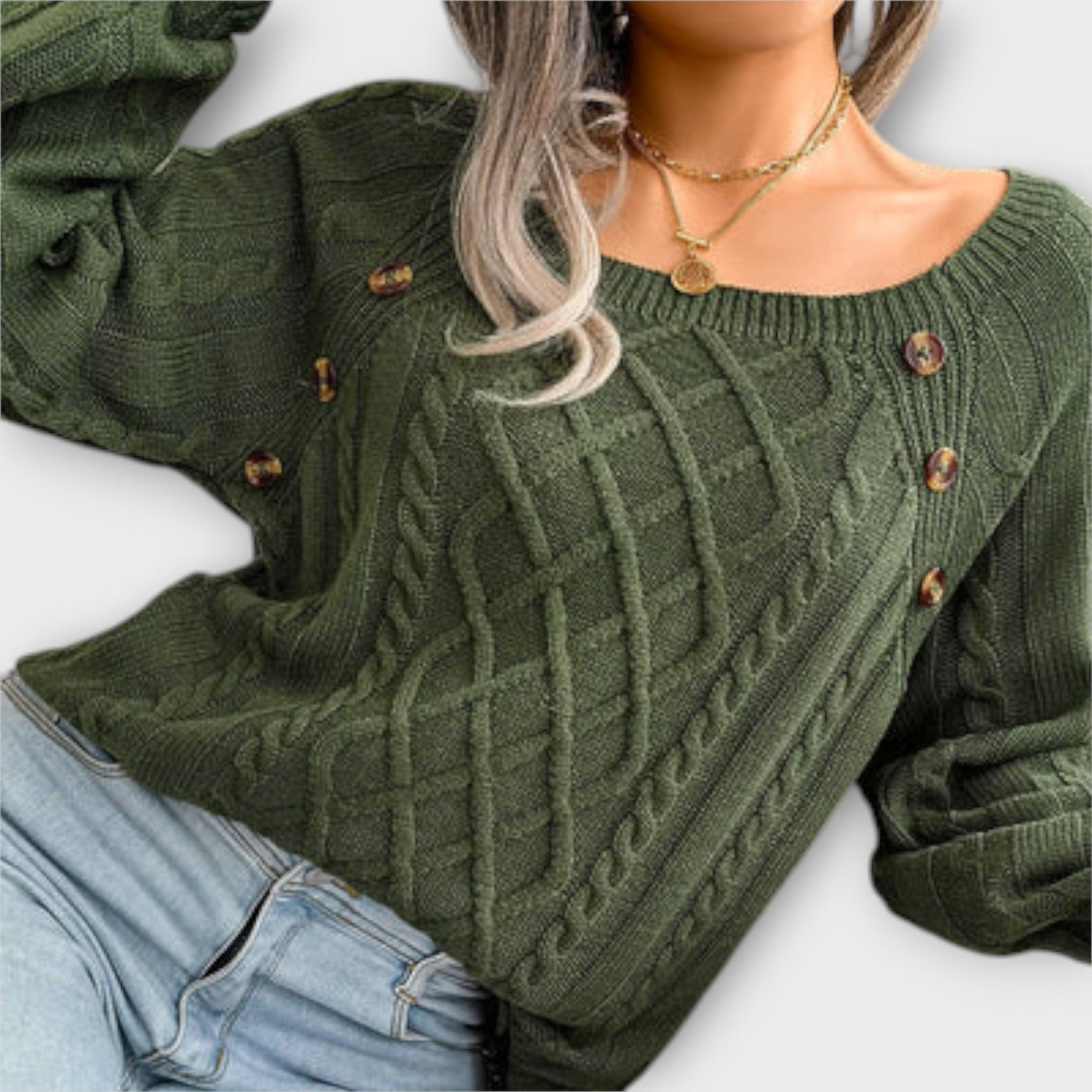Malia - Strikpullover med knapper