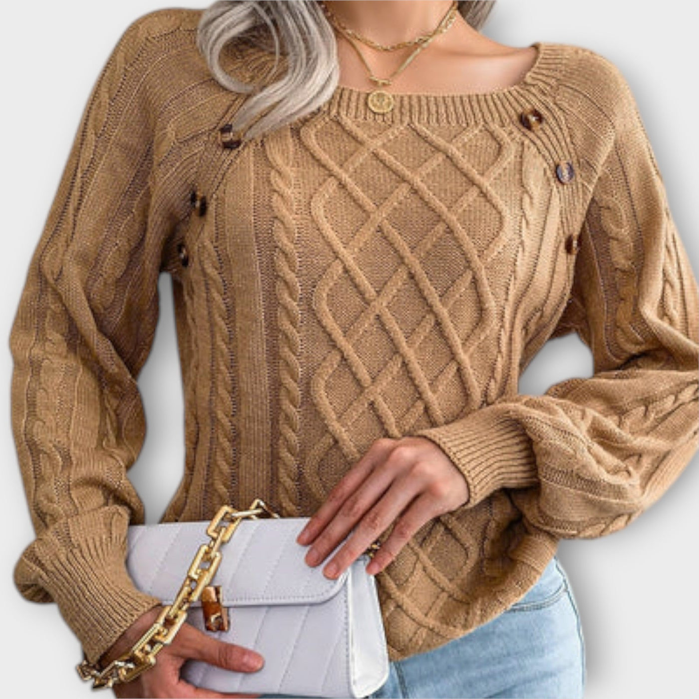 Malia - Strikpullover med knapper
