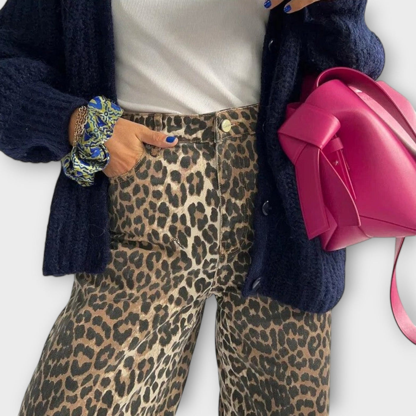 Chandra - Vintage Jeans med Leopardskær