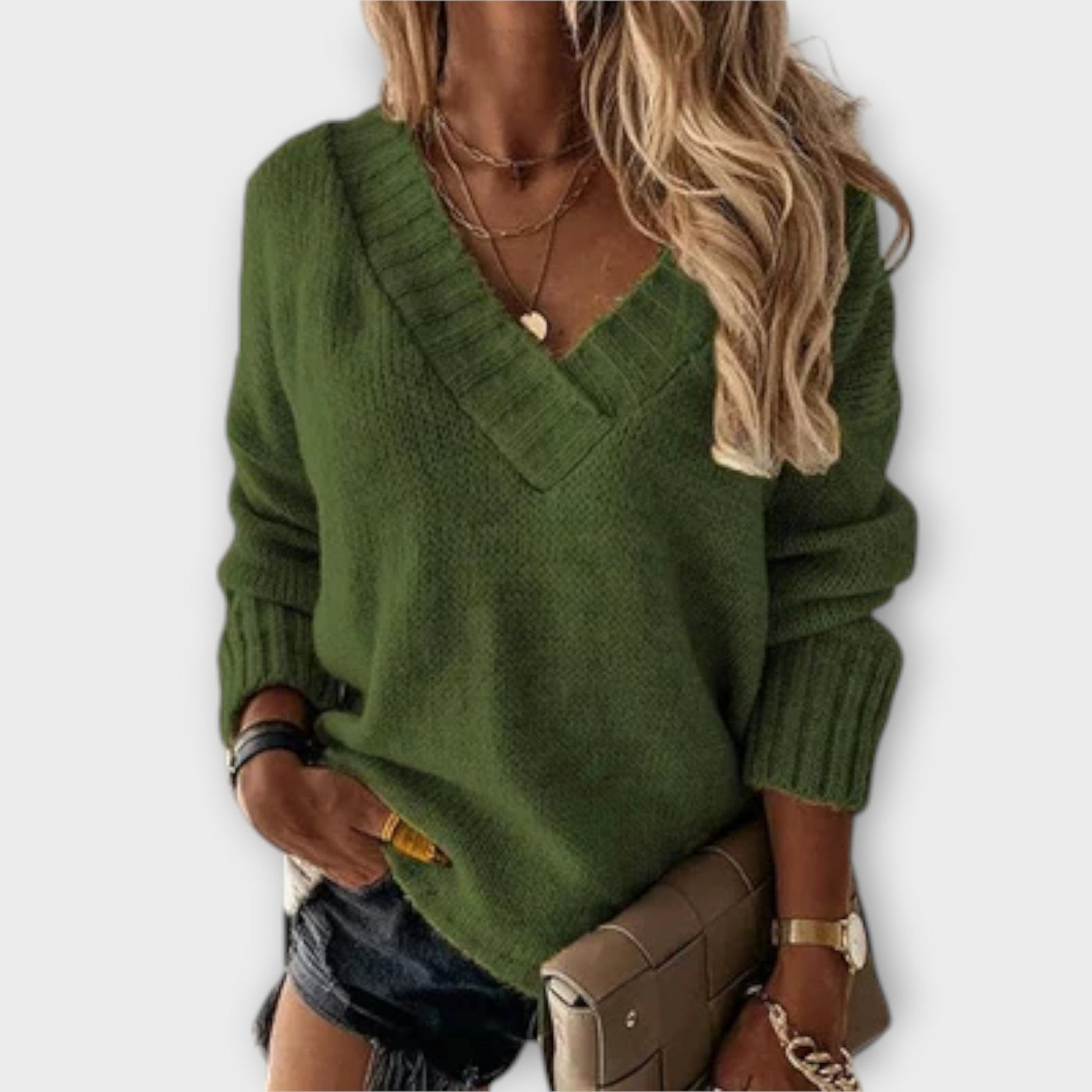 Jane - Lunt V-Udskæring Pullover