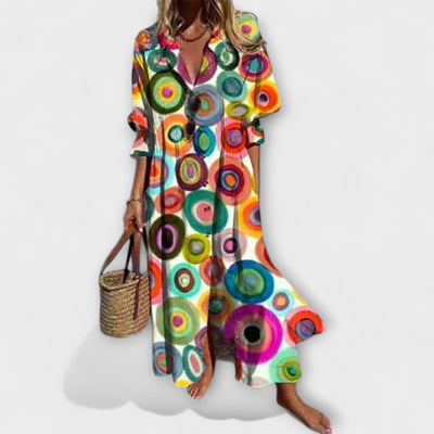 Lila - Smigrende Maxikjole med Mavebedeckning