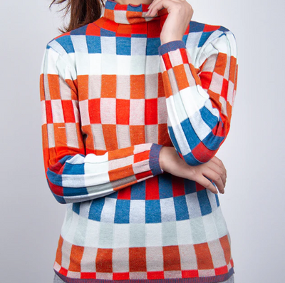 Erika - Patchwork Rullekravepullover