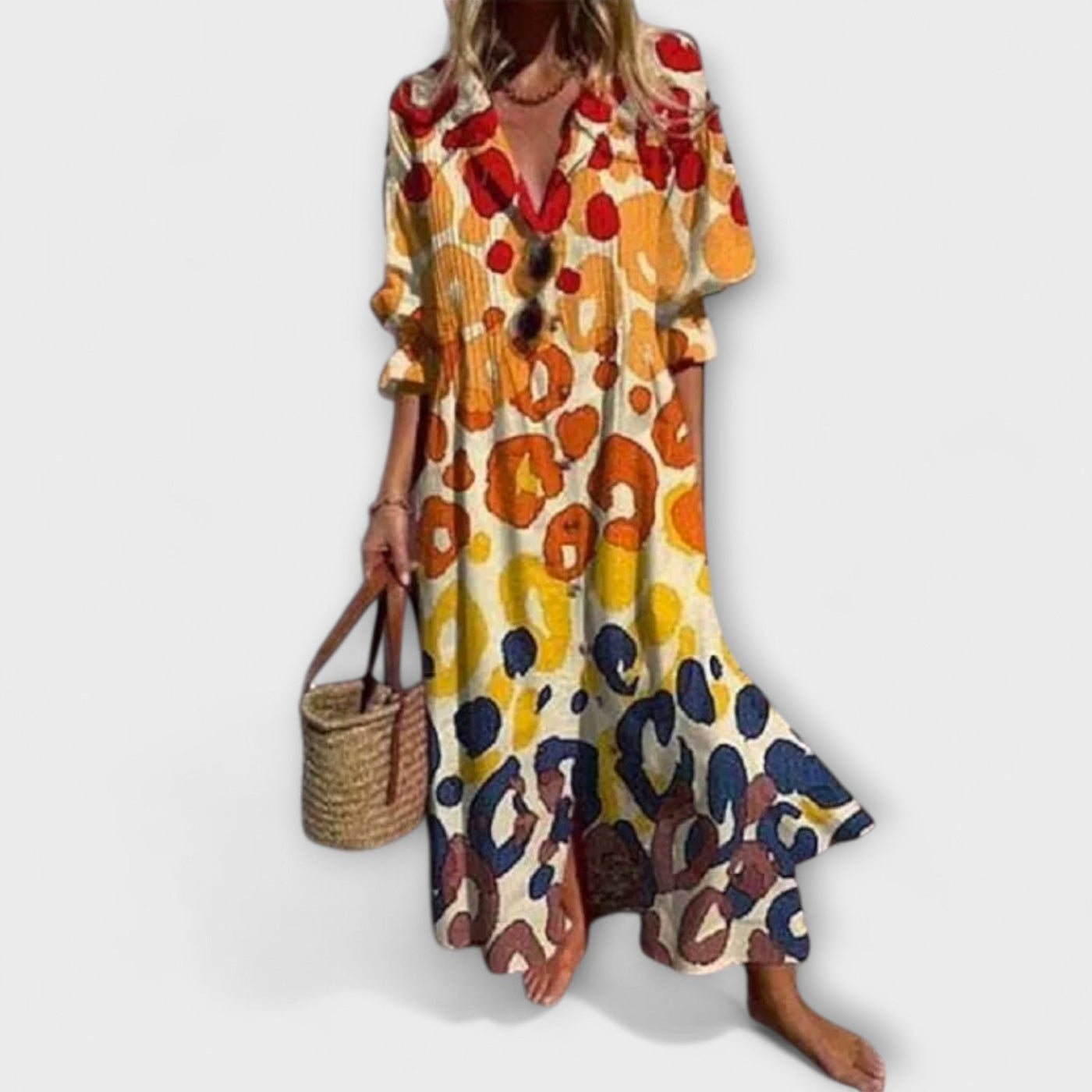 Lila - Smigrende Maxikjole med Mavebedeckning