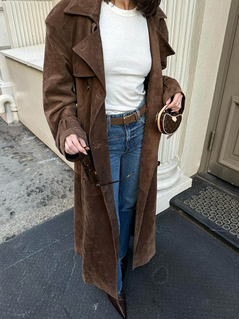 Molly trench coat i syntetisk suede