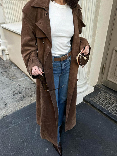 Molly trench coat i syntetisk suede