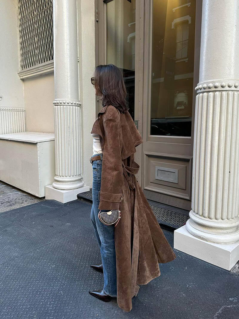 Molly trench coat i syntetisk suede