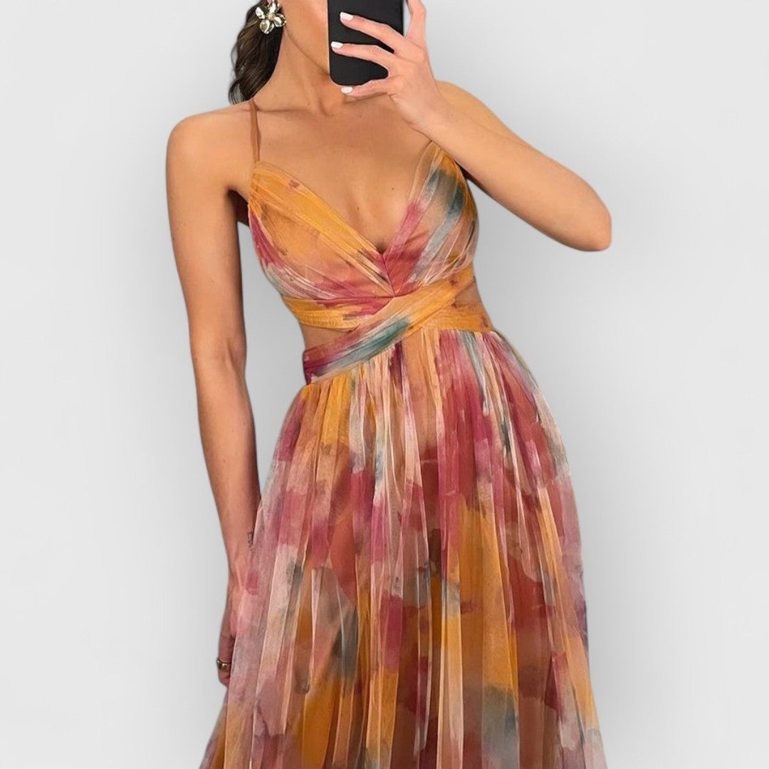 Verity - Lang kjole med blomsterprint