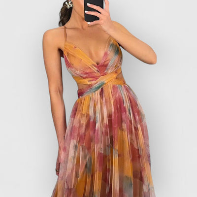 Verity - Lang kjole med blomsterprint