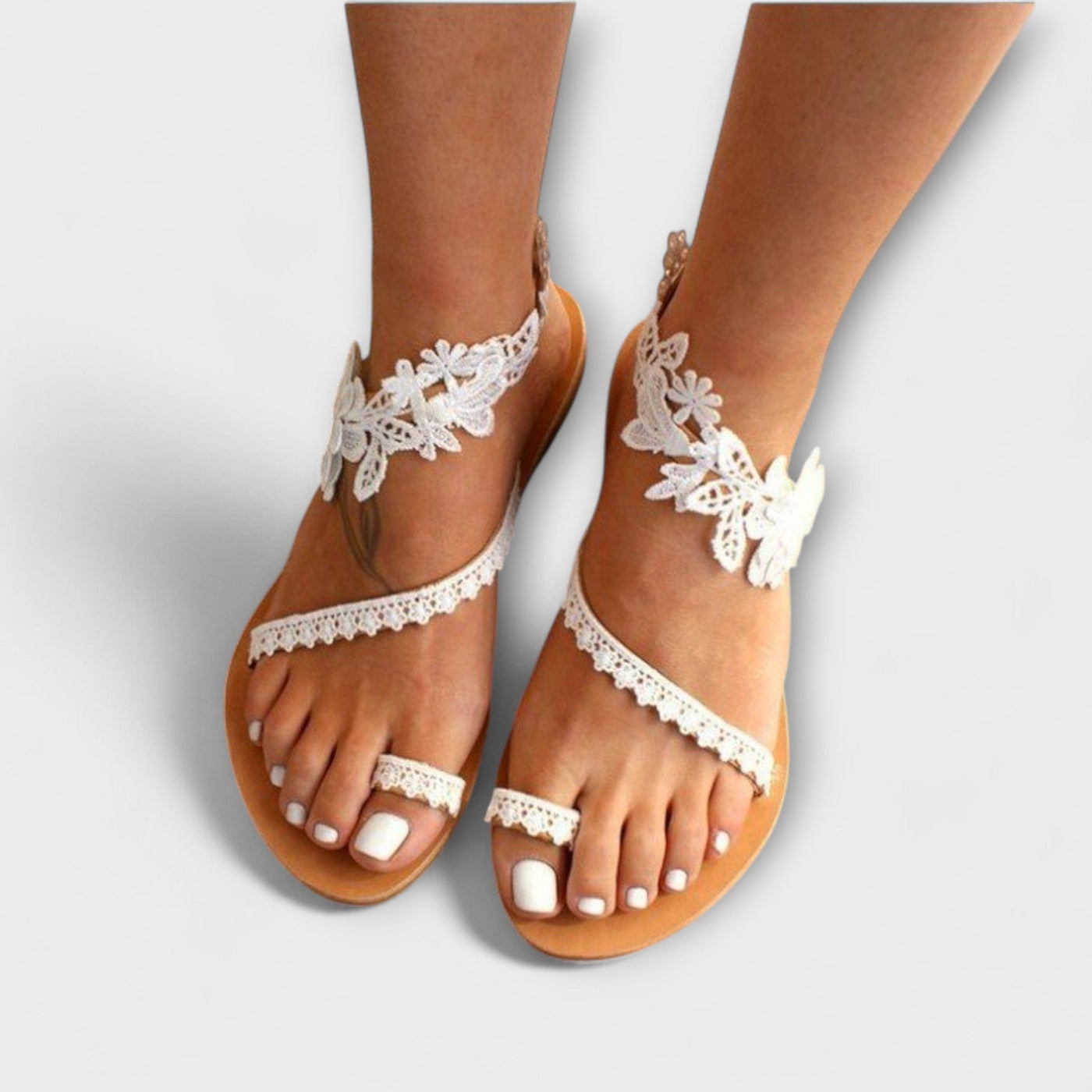 Boho - Behagelige sandaler med blomster & ankelrem